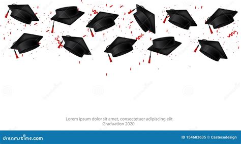 Graduation Cap Vector Realistic Back To School Background Banner