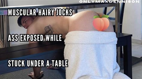 muscular hairy jock ass exposed while stuck under the table xxx mobile porno videos and movies