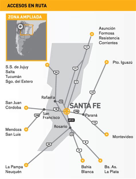Road Access Map To The City Of Santa Fe Argentina Ex