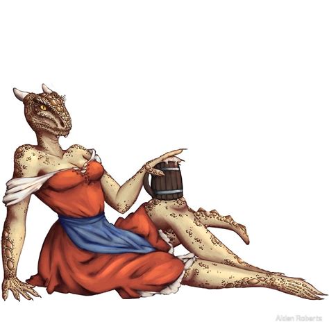 Lusty Argonian Maid Pinup By Alden Roberts Lizard Girl Furry Art Dark Tower Art