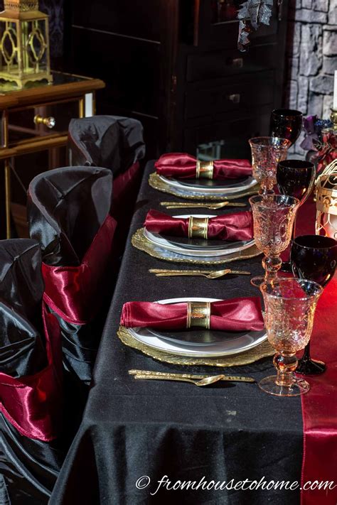 Elegant Black Red And Gold Halloween Table Setting Entertaining Diva