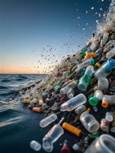 Photo Of Plastic Pollution In Ocean Problem Plastic Bottles And