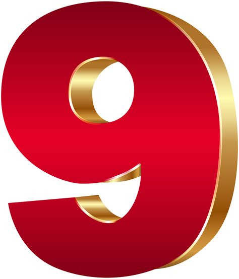 3d Number Nine Red Gold Png Clip Art Image Gallery Yopriceville