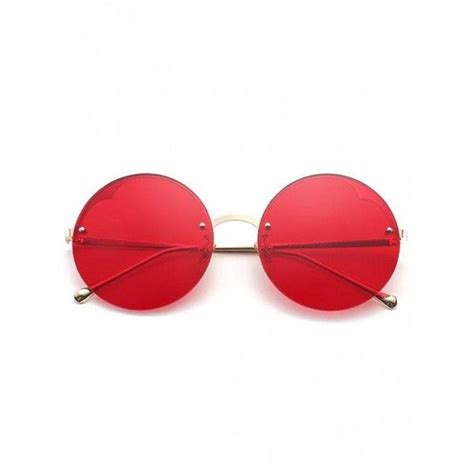 Round Semi Rimless Sunglasses Bright Red 7 04 Liked On Polyvore Featuring Accessories