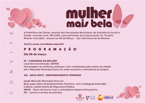 Prefeitura De Oeiras Lan A Programa O Para Comemorar O Dia Internacional Da Mulher Prefeitura