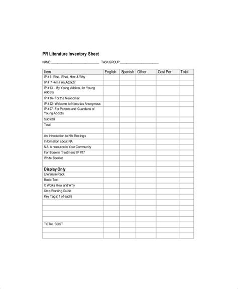 Physical Inventory Count Sheet Template Collection