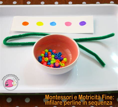 Montessori E Motricità Fine Infilare Perline In Sequenza Mamma Felice