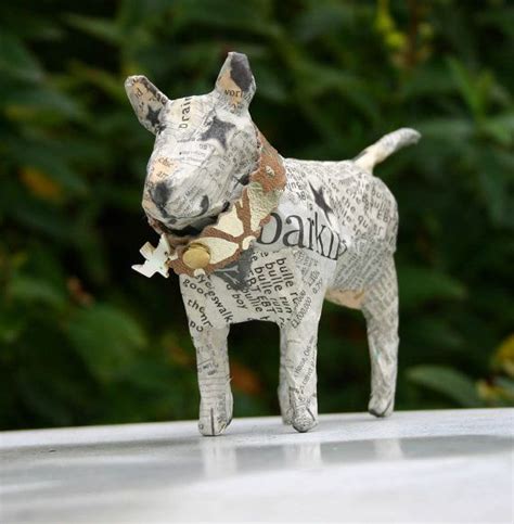 Small Papier Maché Bull Terrier With Gilded Leather Collar and Etsy