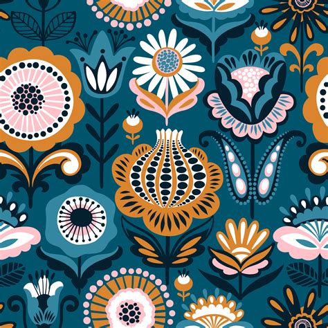 Donut Pattern Of Abstract Floral Monochrome Abstract Floral Seamless