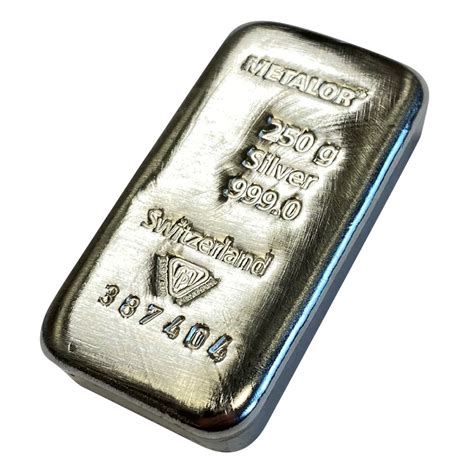 Metalor 250 Gram Cast Silver Bar Gold Bullion Co