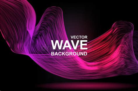 Abstract Wave Background Wavy Smooth Fractal Lines On Dark Backdrop