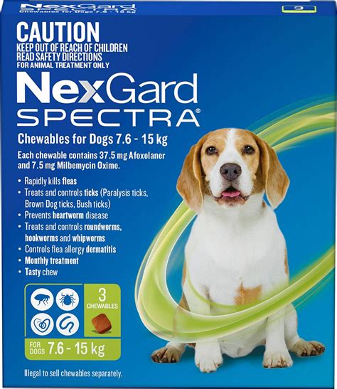 Nexgard Flea Tick And Worming Monthly Chew Spectra Dog 76 15kg 3pk