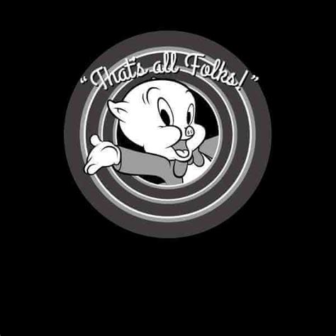 Looney Tunes Thats All Folks Porky Pig Mens T Shirt Black Looney