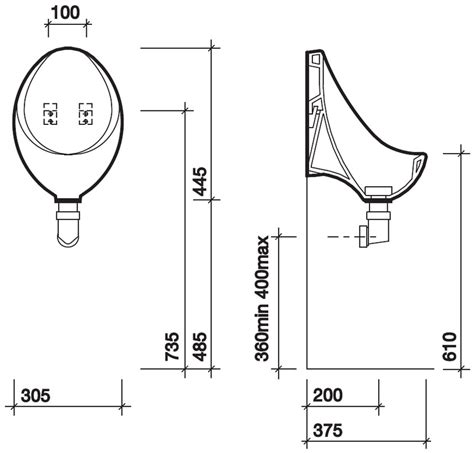 Urinal Dimensions Plan View