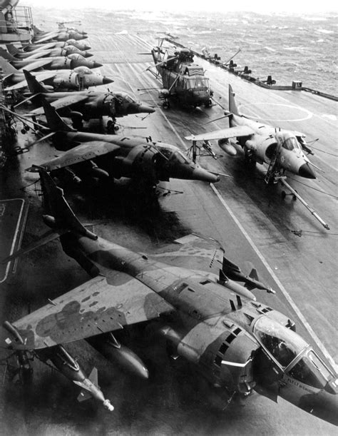 A Busy Flight Deck As Hms Hermes Sails Down To The Falkland Islands In