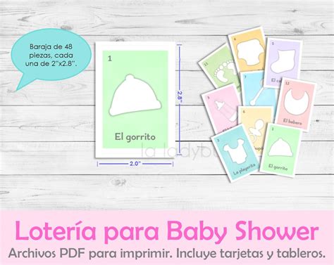 Lotería Para Baby Shower En Español Juego Para Baby Shower Etsy México