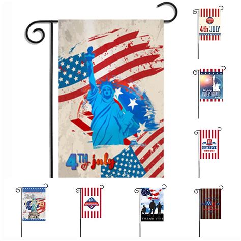 2018 New Celebrate Patriotic Independence Day Garden Flag Ts Home Yarn Lawn Decor 3045cm