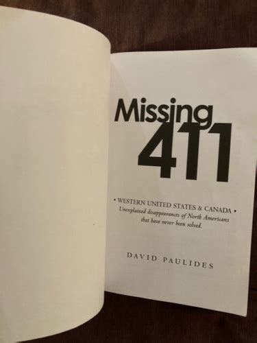 missing 411 western united states and canada david paulides 2011 edition pb exlnt 9781466216297 ebay