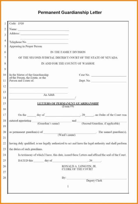 Free Printable Legal Guardianship Forms Template Business In 2024