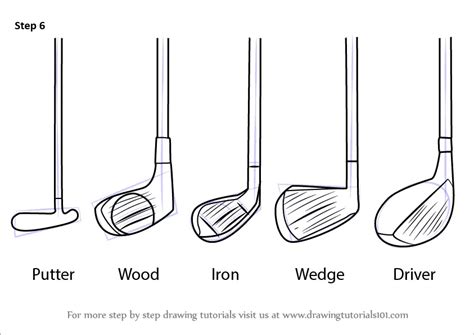Learn How To Draw Golf Clubs Golf Step By Step Drawing Tutorials
