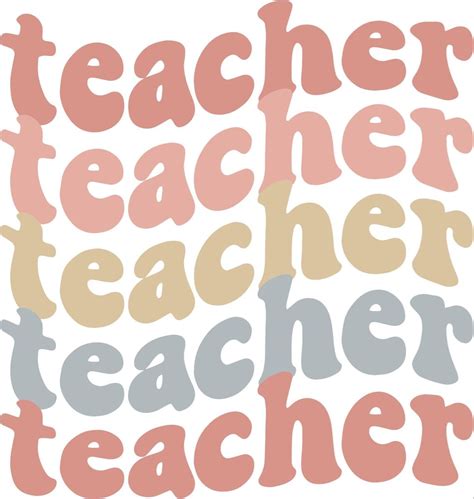 the words teacher written in different colors on a white background with pink gray and yellow