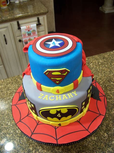 Superhero Cake Spiderman Batman Superman And Captain America