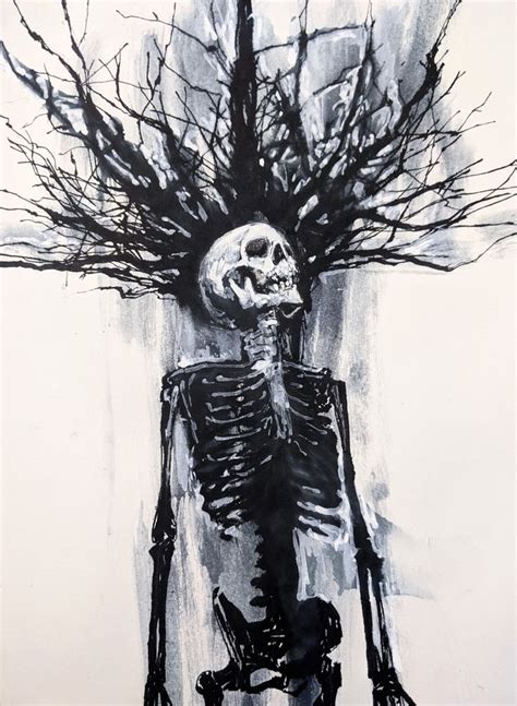 Drawlloween 11 Skeleton Ink On Paper In 2021 Art Inspiration Skull