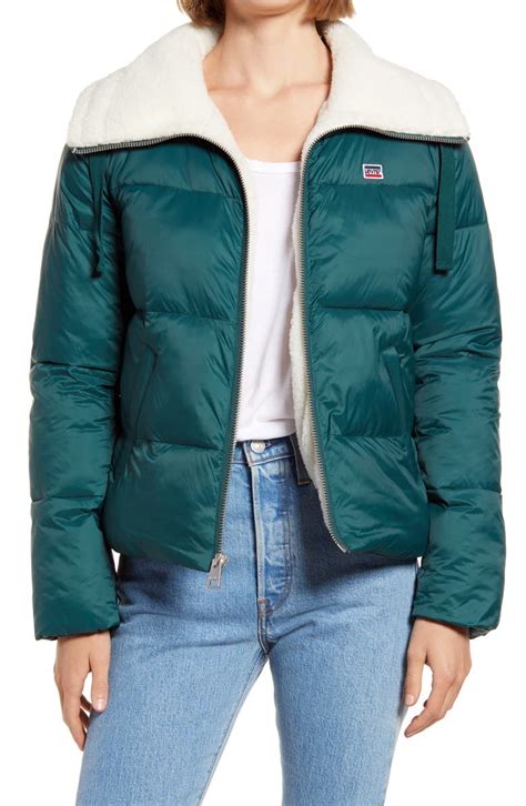 levi s® faux shearling lined puffer coat nordstrom