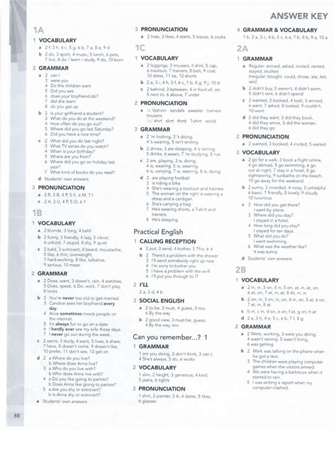 English File 4th Edition Pre-Intermediate. Workbook Answer key