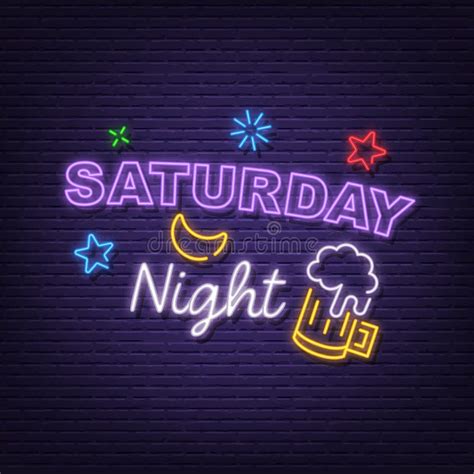 Saturday Night Neon Signboard Stock Vector Illustration Of Party