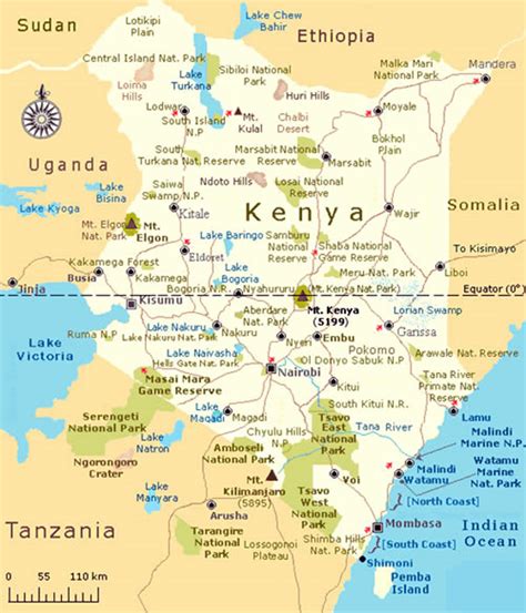 Kenya And Tanzania Safari Tourist Map