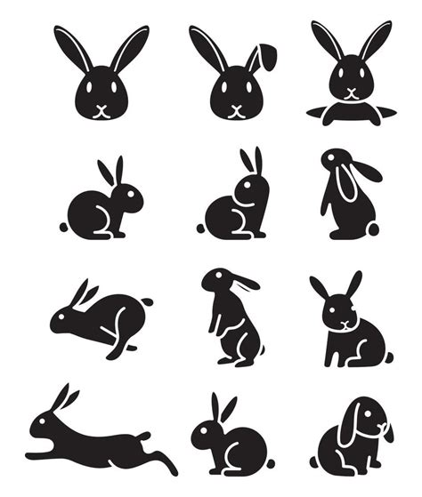 Set Of Rabbit Bunny Icons Vector Illustrations 2156698 Vector Art At