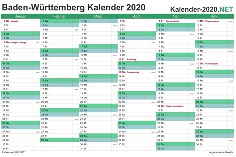Sie können die kalender auch auf ihrer webseite einbinden oder in ihrer publikation abdrucken. Kalender 2020 Baden-Württemberg