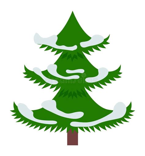 Snowy Fir Icon Winter Pine Tree In Cartoon Style Stock Vector
