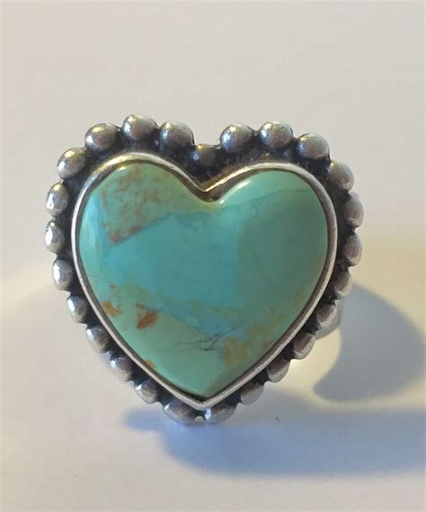 Vintage Sterling Silver Blue Turquoise Heart Ring Size Single Stone
