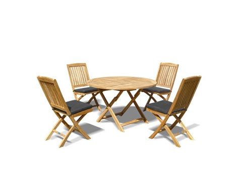 Quality modern design foldable table with 2 chairs, very strong and long lasting available for sale on promotion. Suffolk Round Folding Garden Table and 4 Bali Chairs Set