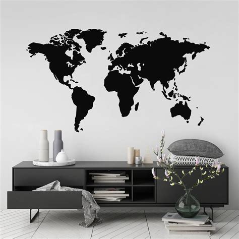 World Map Wall Sticker Modern Room Decor Removable Vinyl Etsy