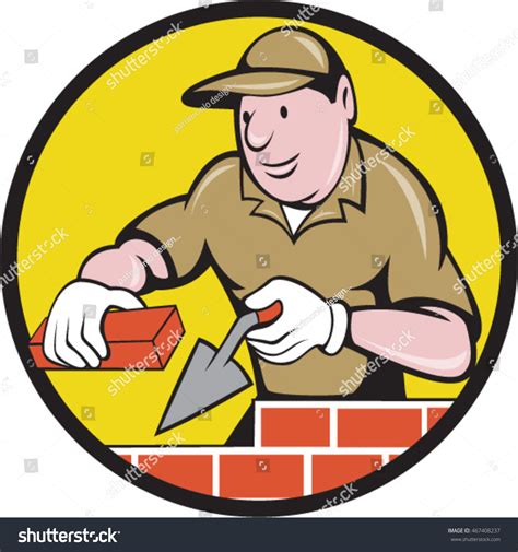 Illustration Bricklayer Mason Plasterer Construction Worker Stock