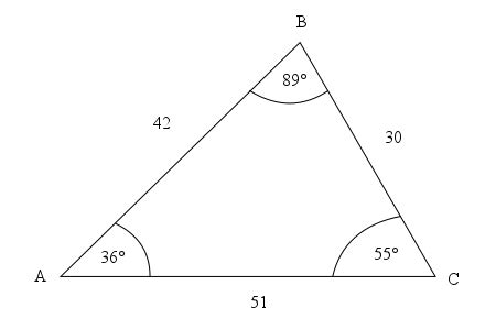 In our example, b = 12 in, α = 67.38° and β = 22.62°. Solve the triangle ABC if a= 30, c= 42, and A= 36^\circ. Find all possible triangles ABC with ...