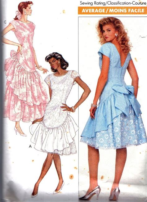 Vintage Sewing Pattern 1980s Drop Waist Formal By Paneenjerez