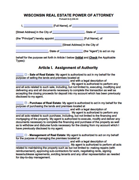 Free Wisconsin Power Of Attorney Forms In Fillable PDF Types Archives Power Of Attorney