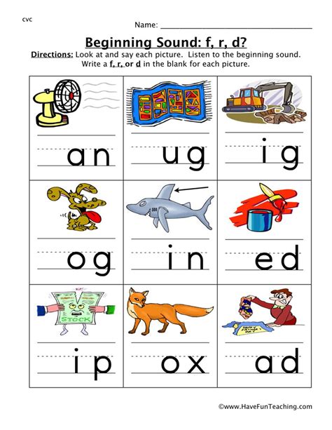 I Can Write The Beginning Sounds Worksheet Assessment By Teach Fun In