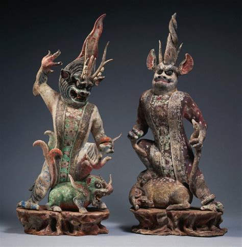 Pair Of Tomb Guardians Chinese Art China Art Asian Sculptures