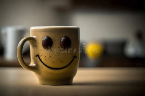Coffee Cup Or Mug With Smiley Happy Face Sitting On A Table Ai