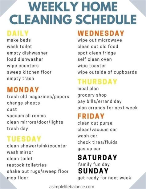 Cleaning Schedule House Cleaning Checklist Clean House Cleaning