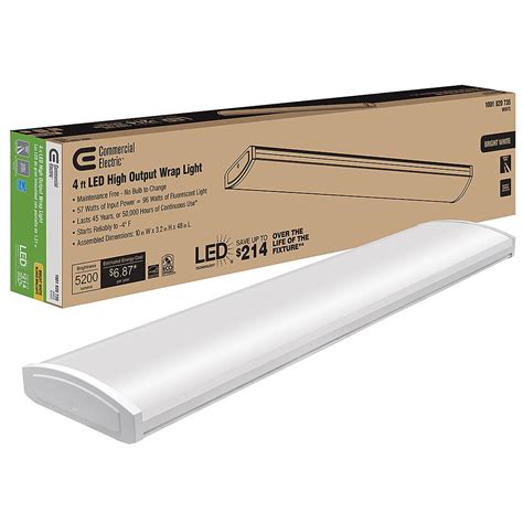 Commercial Electric 4 Ft 5200 Lumen Integrated Led White Wraparound