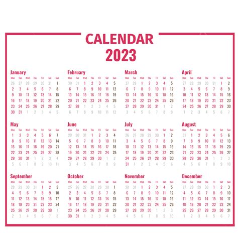 Calendário Minimalista 2023 Rosa Kalender Png Calendário 2023