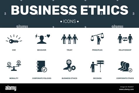 Business Ethics Set Icons Collection Includes Simple Elements Such As