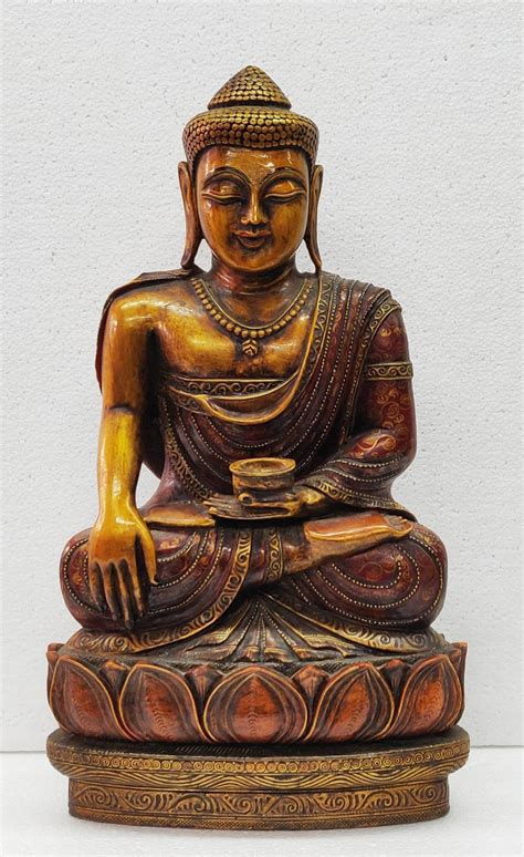 Handmade Wooden Buddha Statue 15 By Thesuryavintageshop On Etsy Buddha