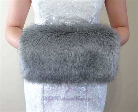 Grey Chinchilla Faux Fur Hand Muff Fox Fur Hand Warmer